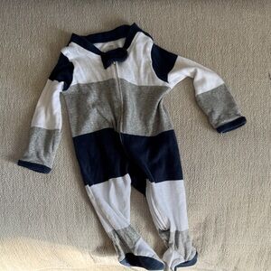 Striped Navy and Gray Kids One Piece